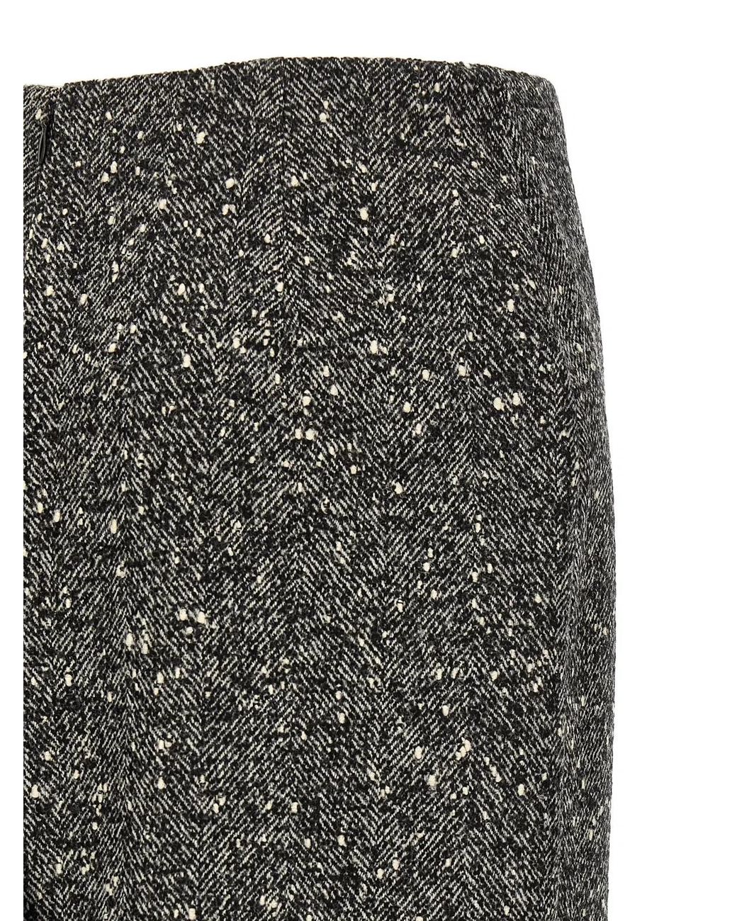 Valentino Garavani Gray Chevron Bouclé Skirt