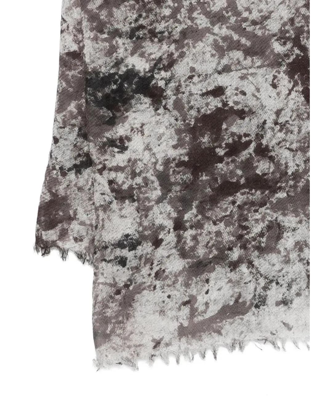 Avant Toi Gray "Zola" Camouflage Effect Modal Linen Silk Scarf 130X135 for men
