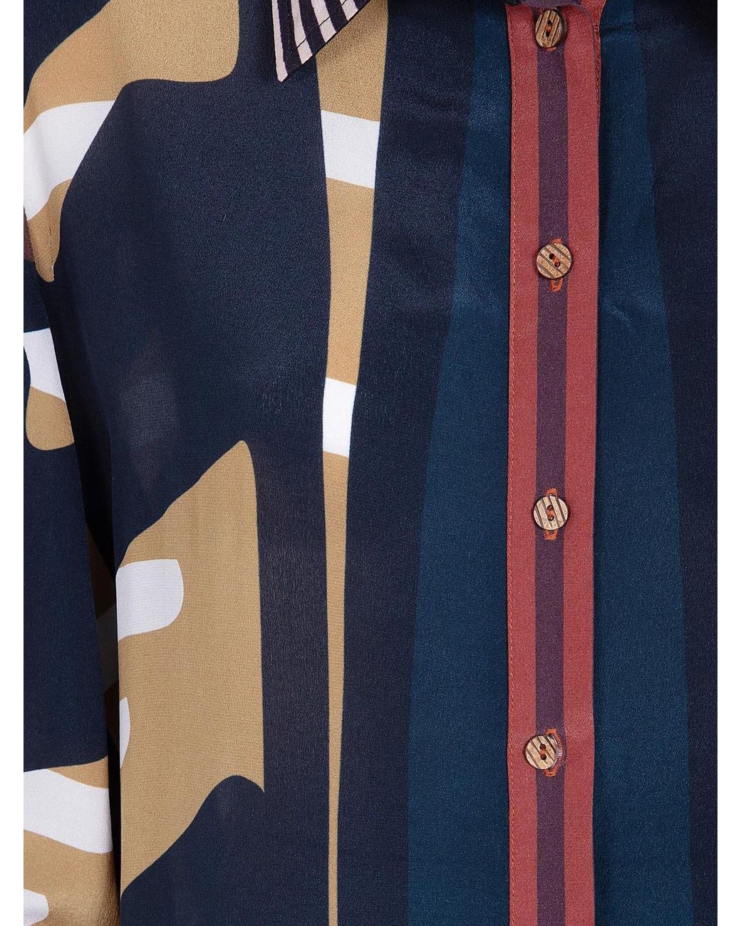VOLANTIS Blue "Riad" Shirt Neck Dress
