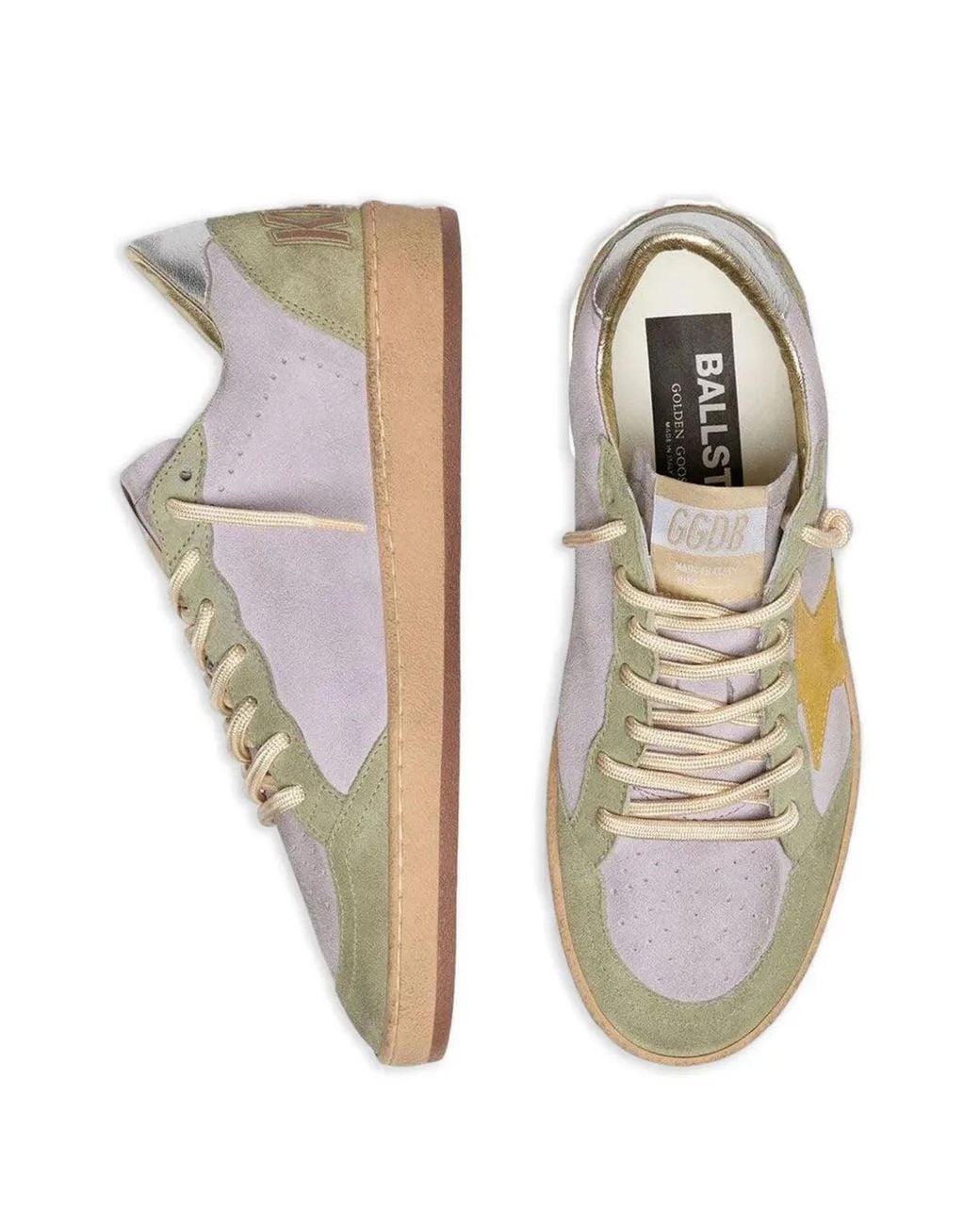 Golden Goose Deluxe Brand Purple Ball Star Suede Sneakers With Laminated Leather Heel Tab