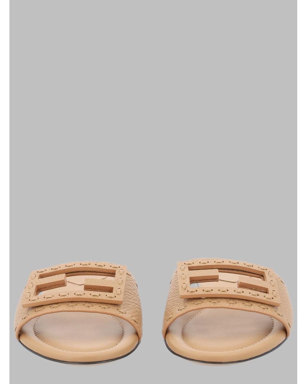 Fendi Natural Tube Slide Sandals With 1 Cm Heel