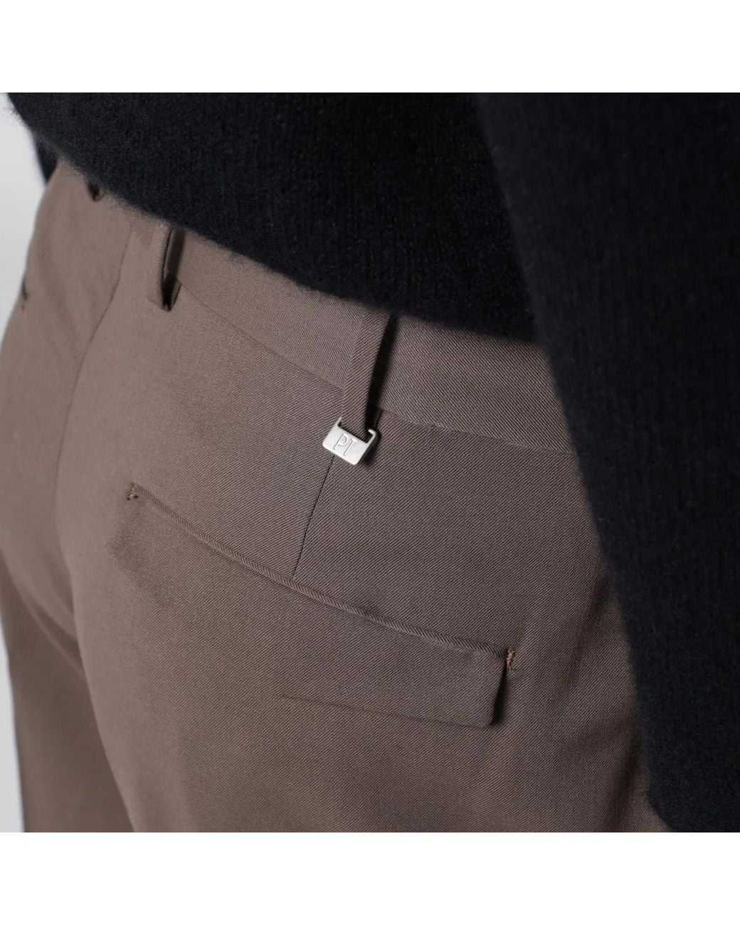 PT01 Brown Taupe Woolblend Trousers for men