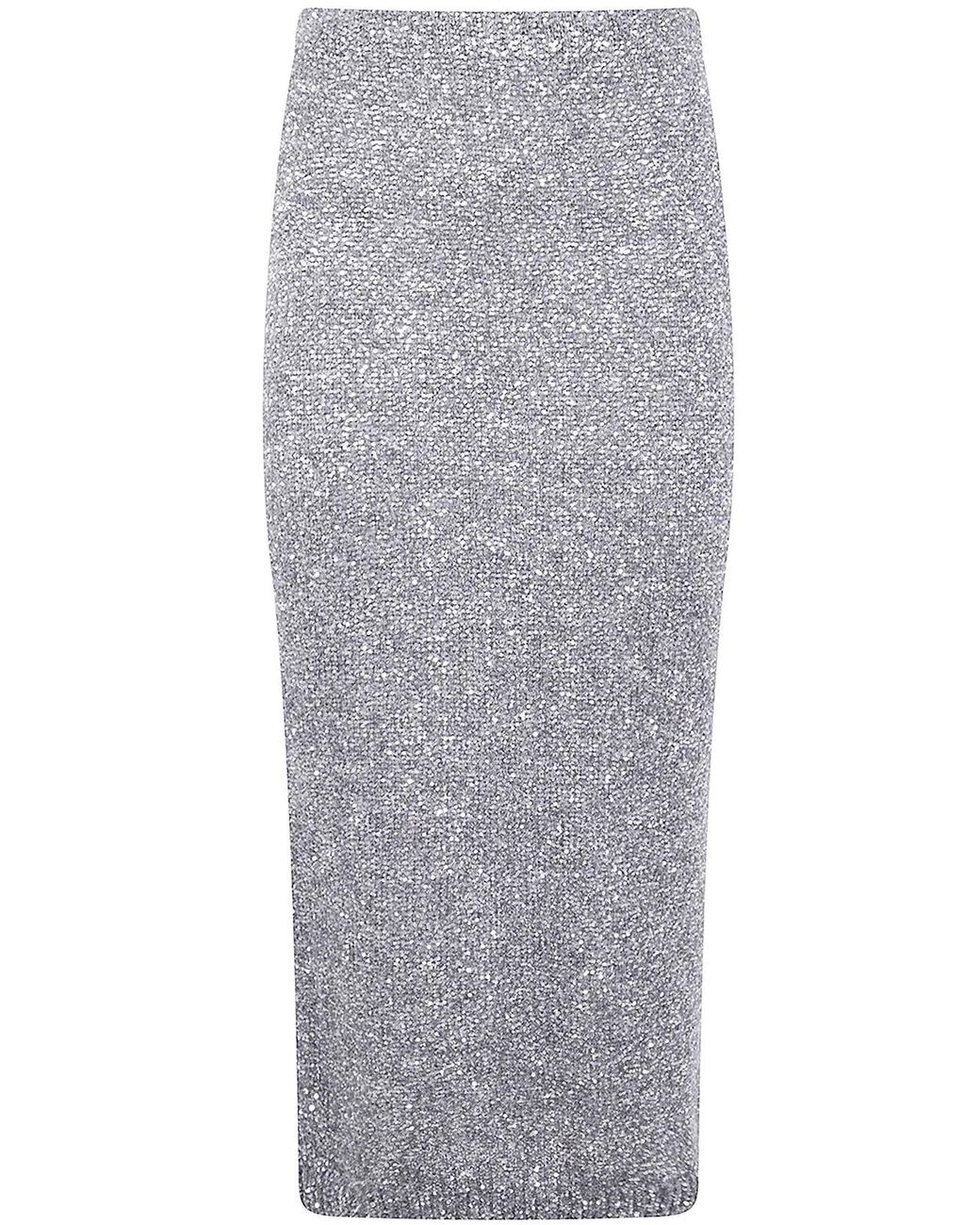 D.exterior Gray Soft Sequins Straight Skirt