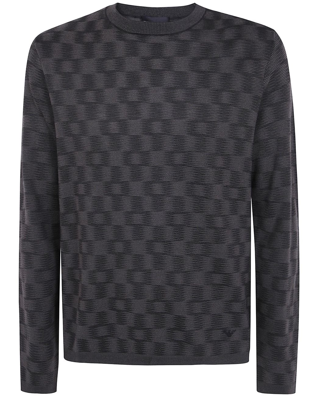 Emporio Armani Black Wool Crewneck Sweater for men