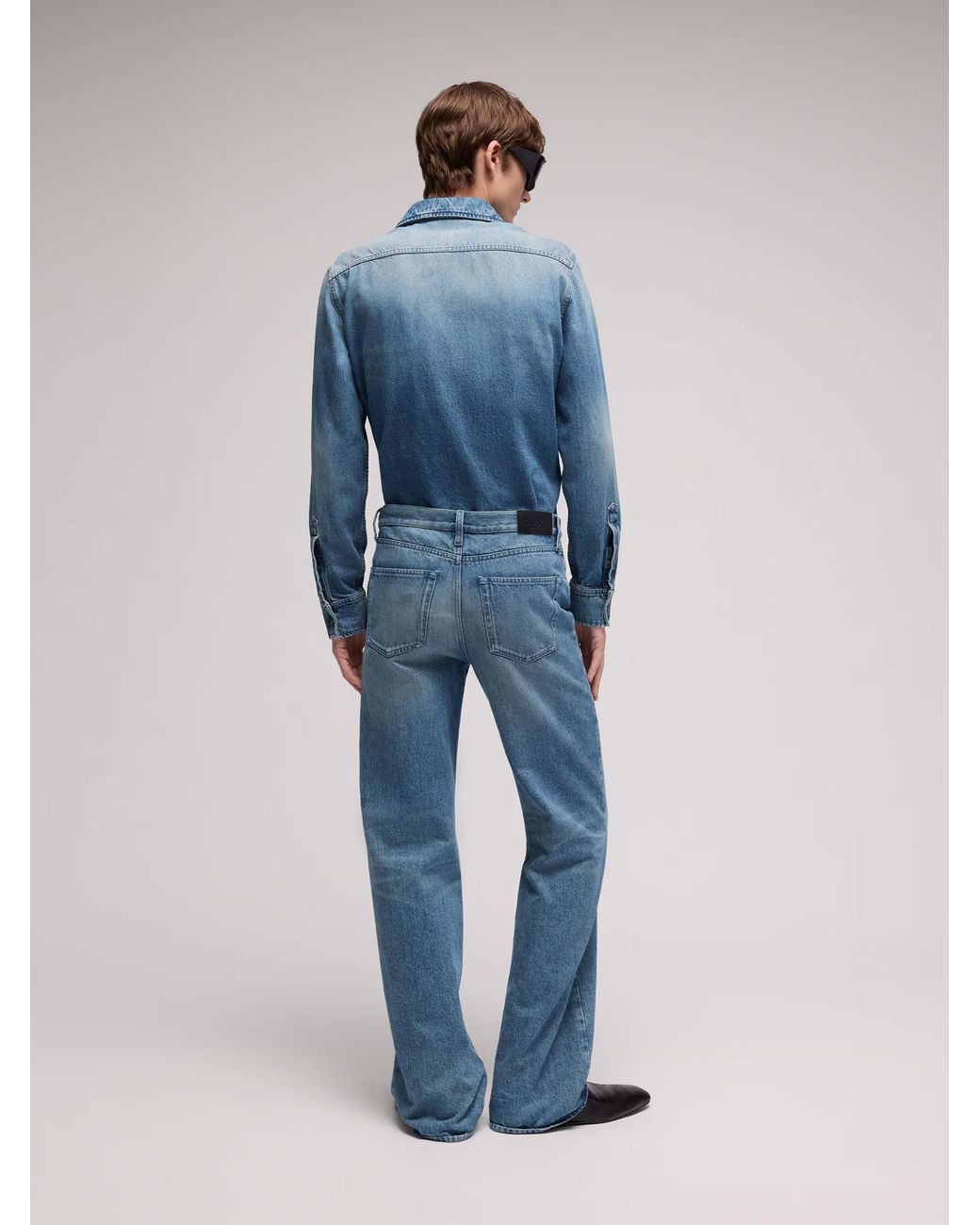 Gucci Blue Flared Cotton Denim Pants With Horsebit for men