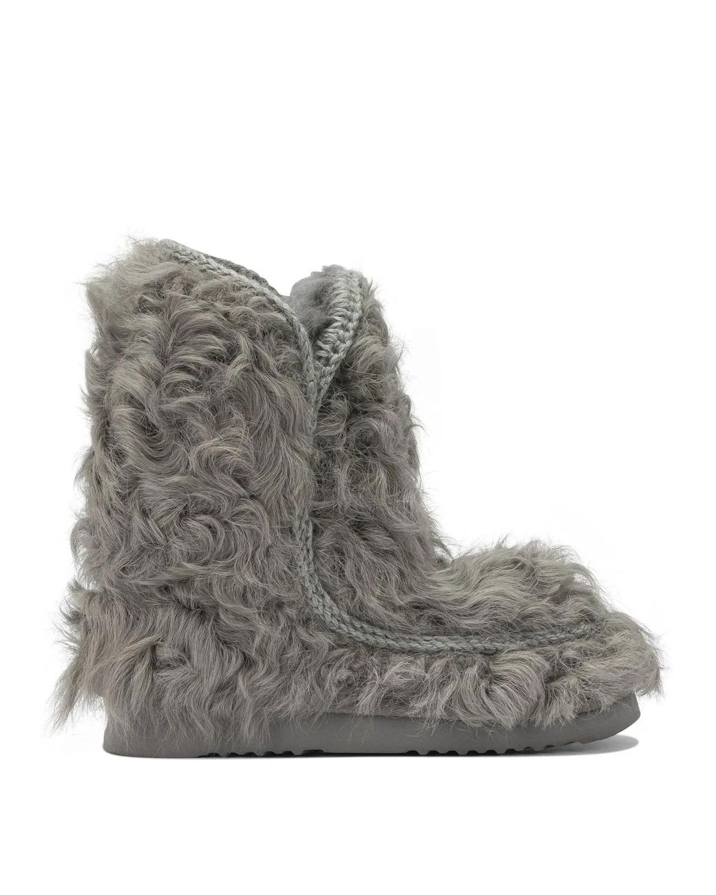 Mou Gray Sheepskin Ankle Boots
