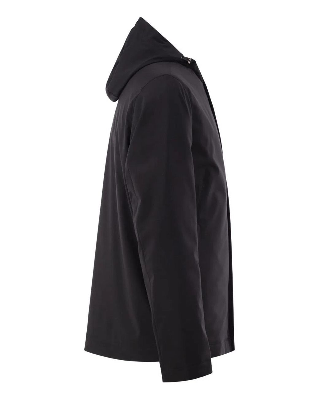 Herno Black Stretch Technical Fabric Hooded Padded Jacket for men