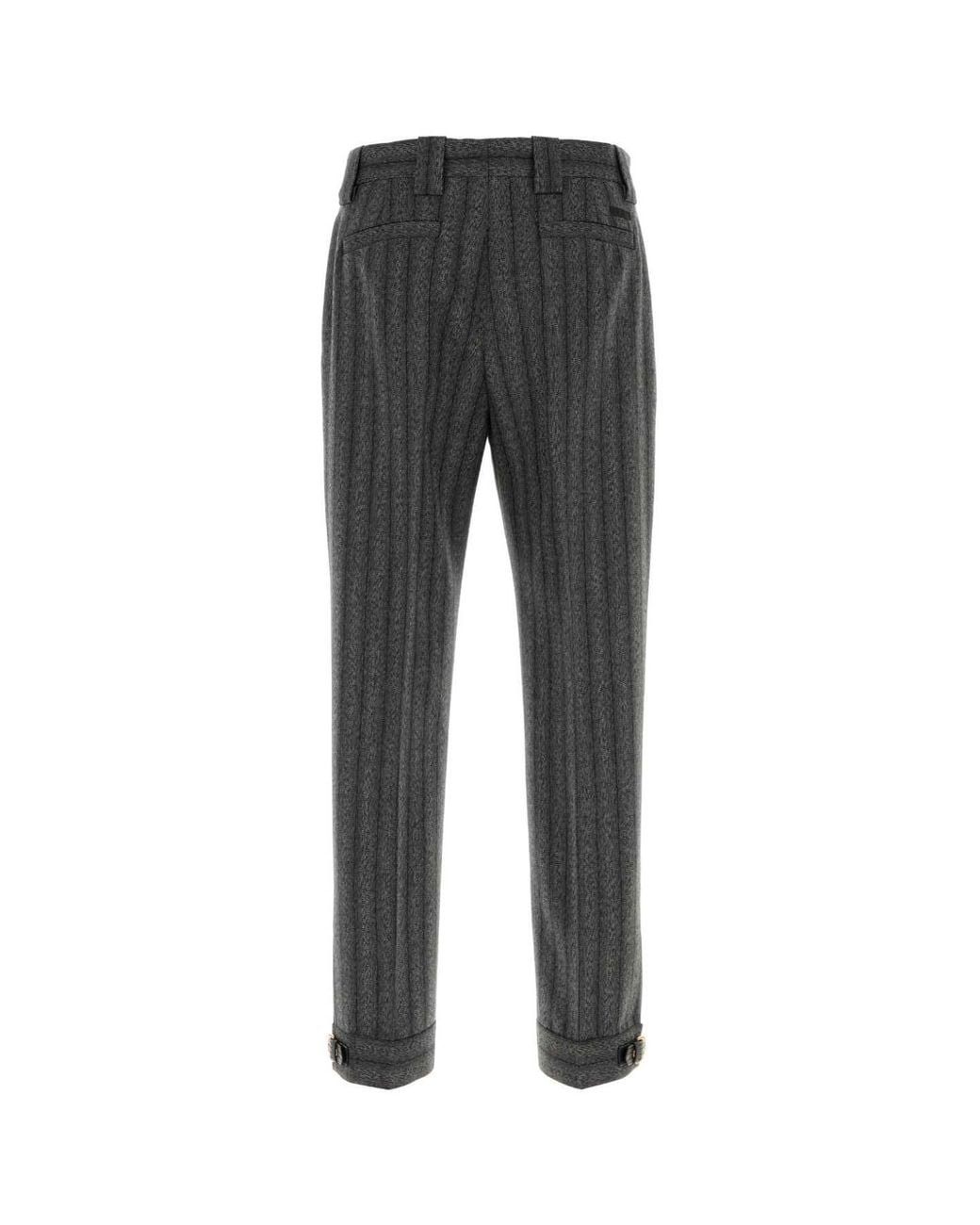 Versace Black Formal Pant Responsible Light Weight Twill Pinstri for men