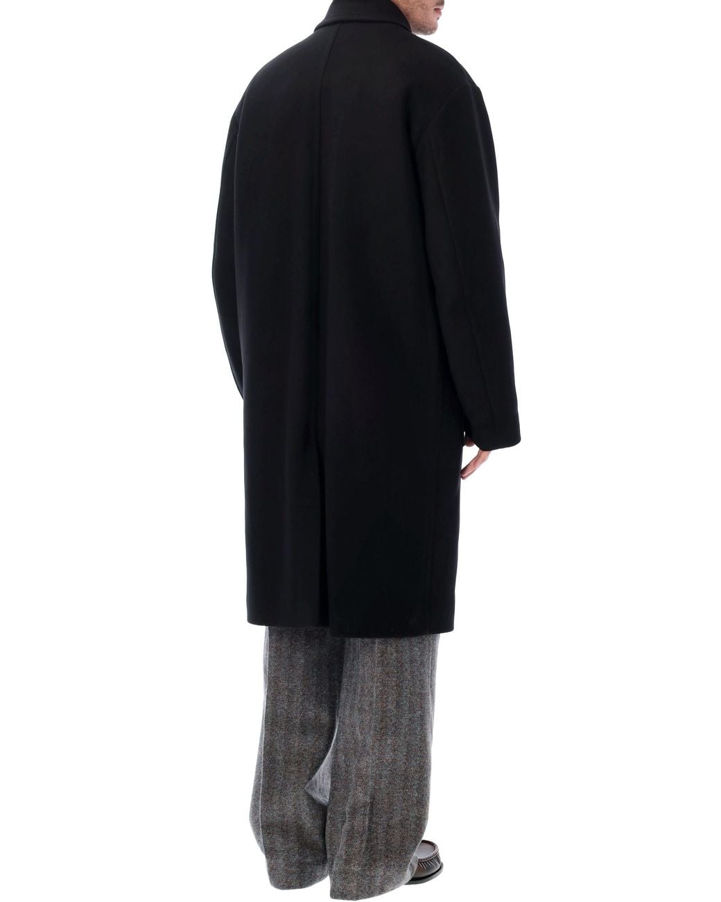 Dries Van Noten Black Randale Wool Blend Coat for men