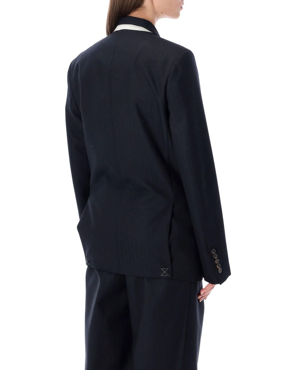 Dries Van Noten Blue Embellished Double-Breasted Wool Blazer
