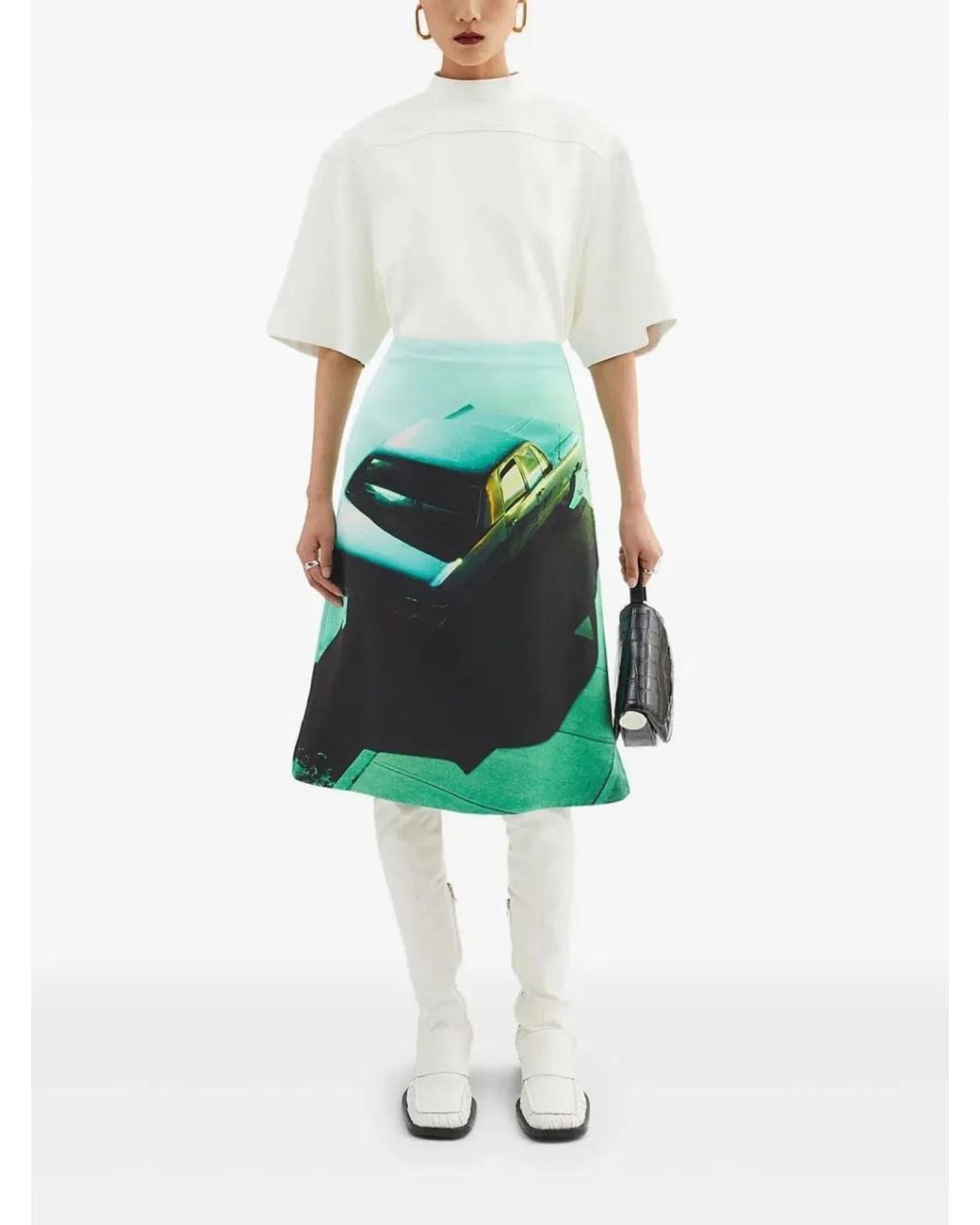 Jil Sander Green Falda Dibujo Coche