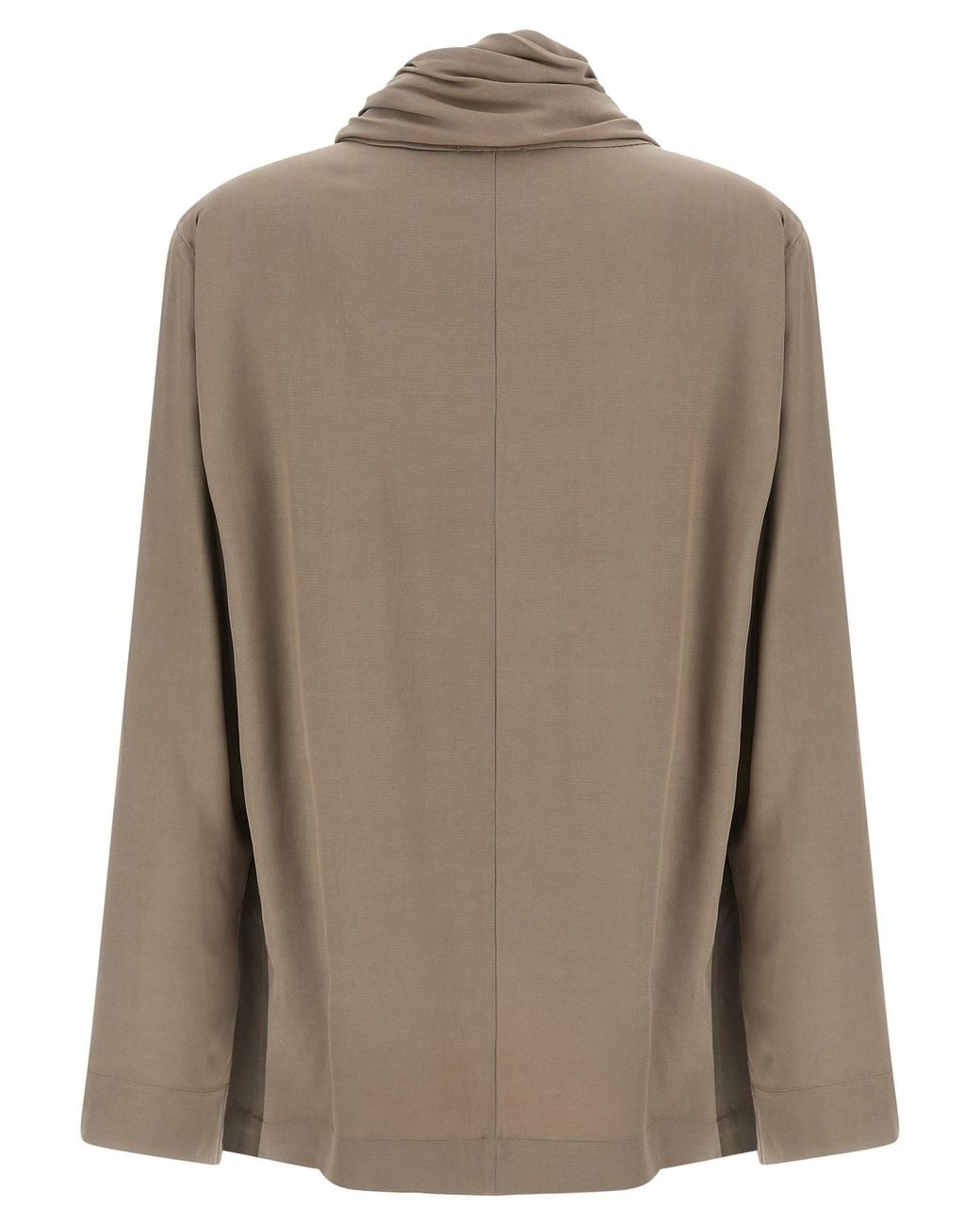 Nude Brown Draped Panel Blouse