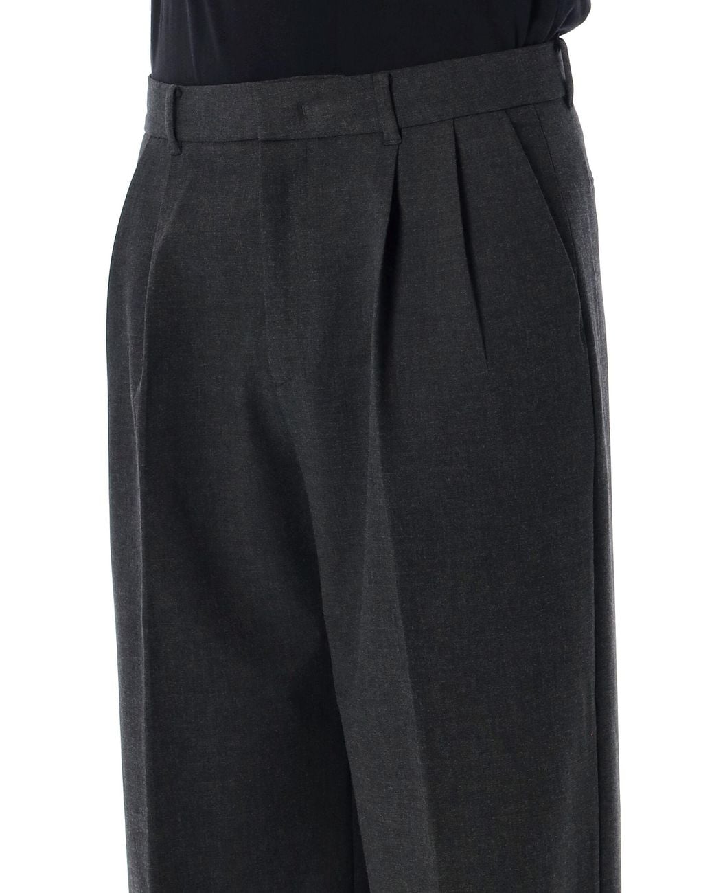 DUNST Black Double Pleated Wide Trousers for men