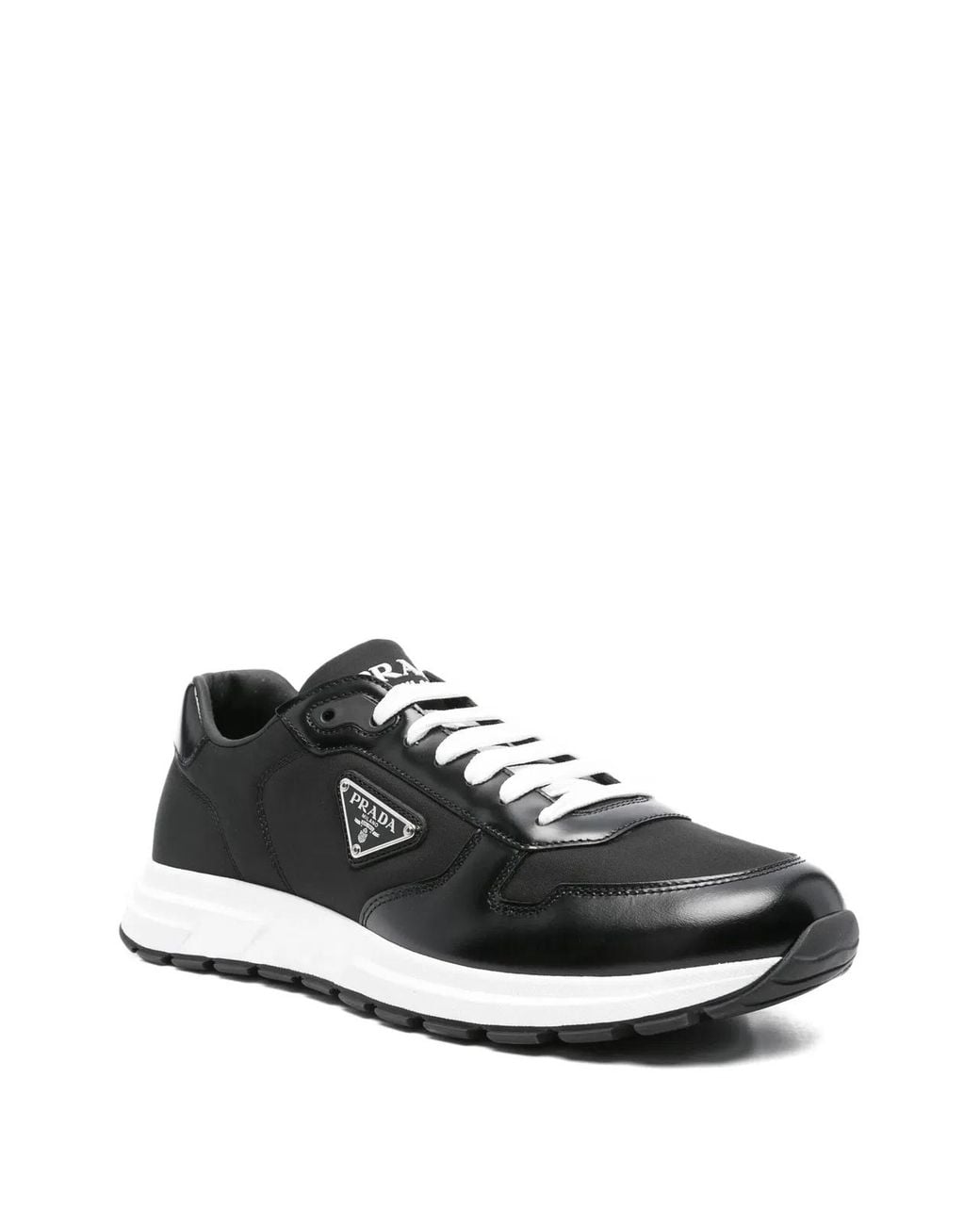 Prada Black Prax 01 Re-Nylon And Brushed Leather Sneakers for men