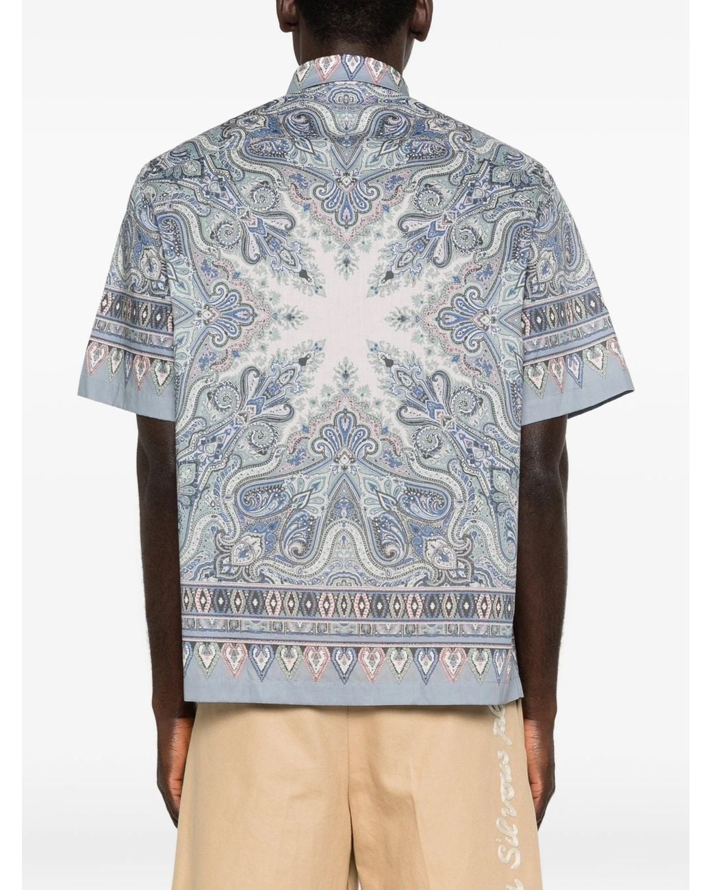 Etro Blue Cotton Easy Short Sleeve Shirt