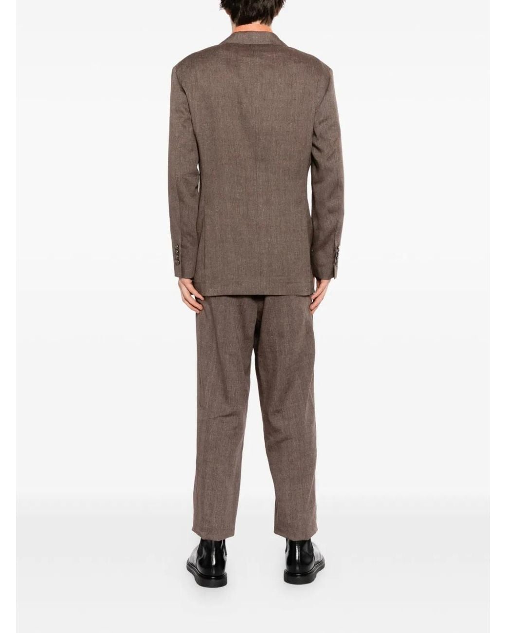 Brunello Cucinelli Brown Linen Wool Coat for men