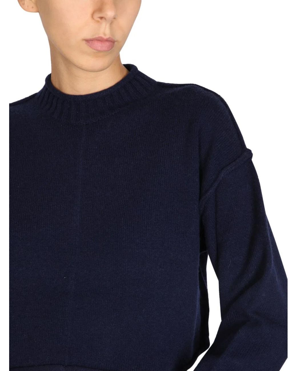 Max Mara Blue Wool And Cashmere Crew Neck Sweater