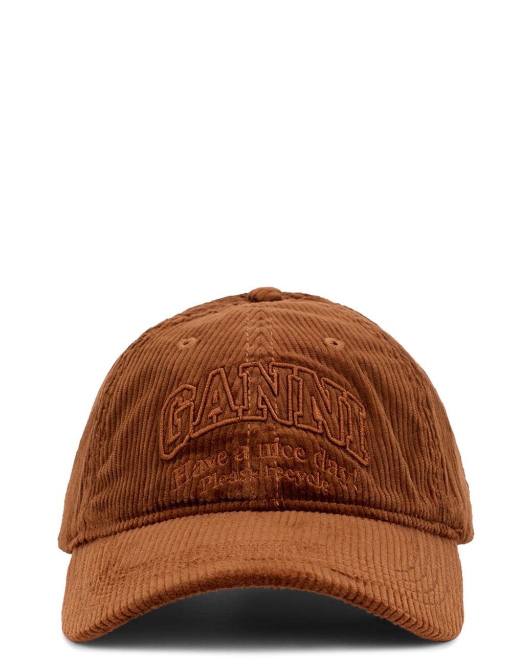 Ganni Brown Baseball Cap With Logo