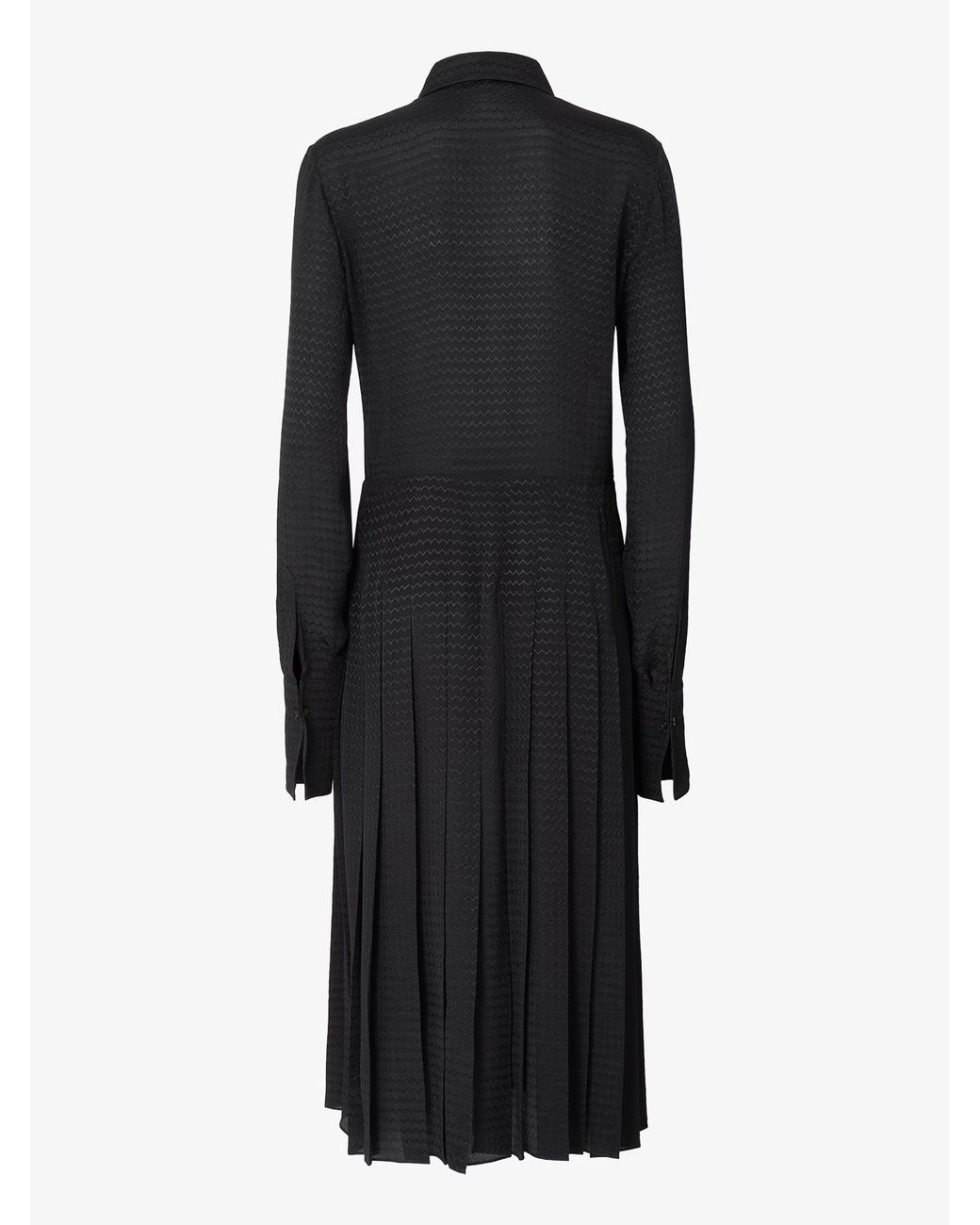 Fendi Black Pleated Zigzag-Pattern Midi Dress