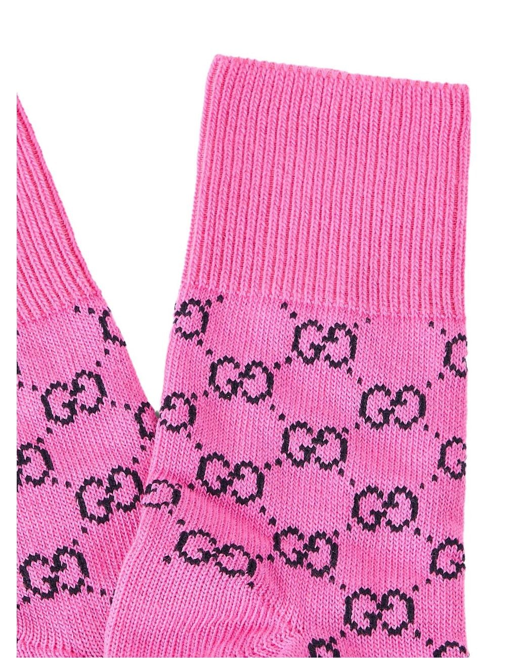 Gucci Pink Monogram Logo Socks