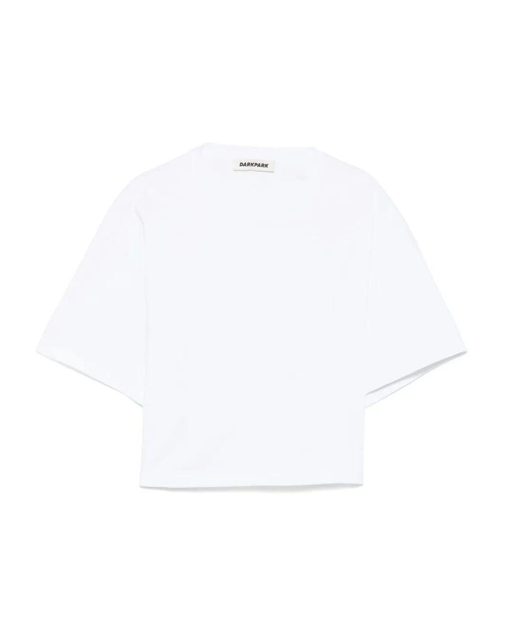 DARKPARK White Doyle Cropped Draped Short Sleeve Tee