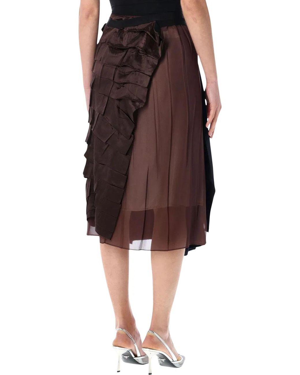 Prada Black Patchwork Faille Wrap Skirt