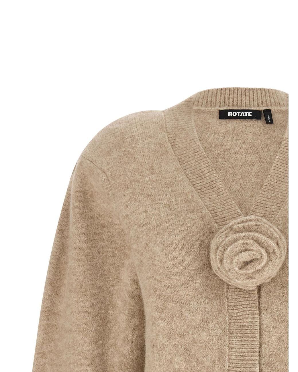 ROTATE BIRGER CHRISTENSEN Natural Rotate Birger Christensen 3D Flower Knit Cardigan