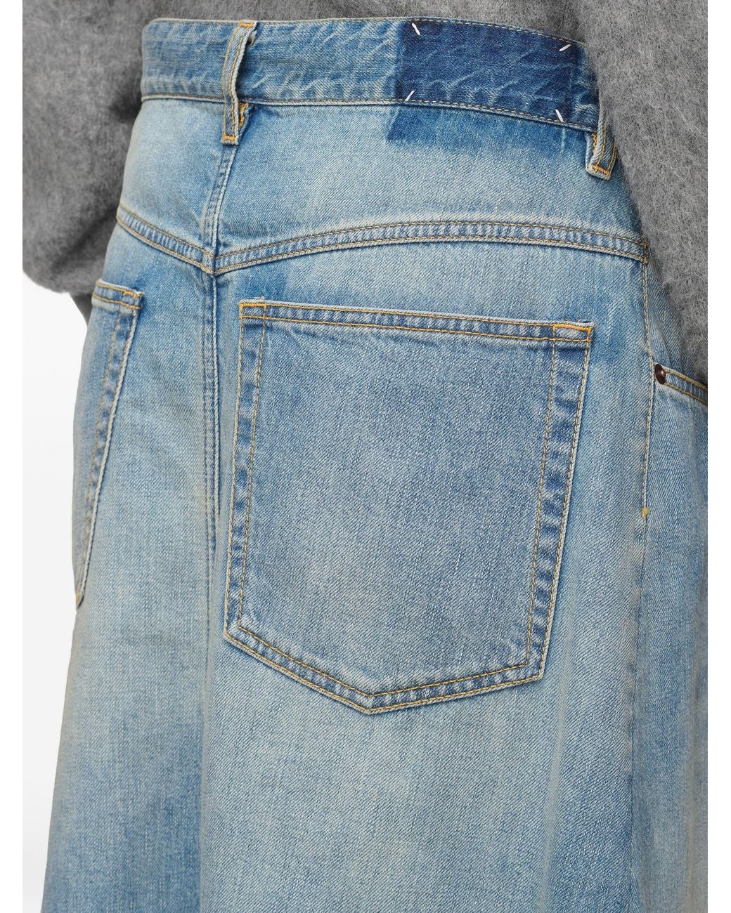 Maison Margiela Blue Wrap-Design Denim Midi Skirt