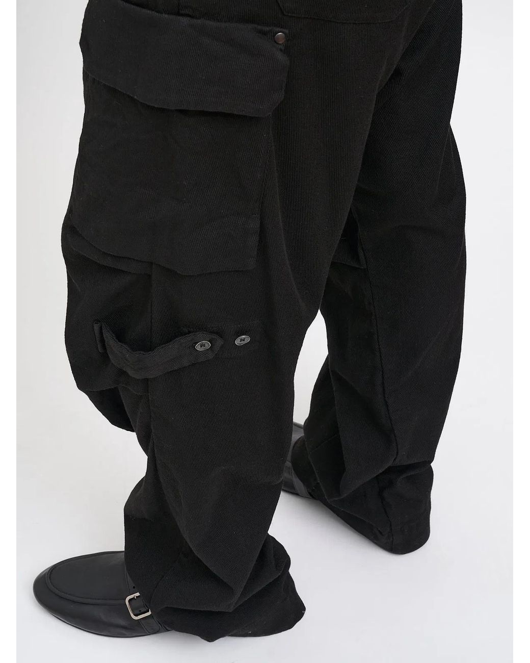 Masnada Black Stretch Cotton Oversized Pants for men