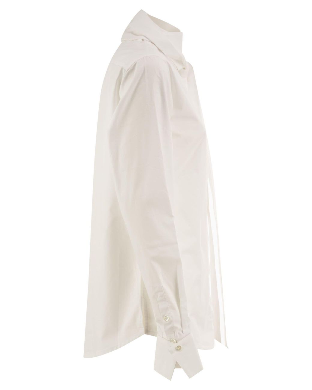 7 For All Mankind White Cotton Shirt With Tie-Neck Detail