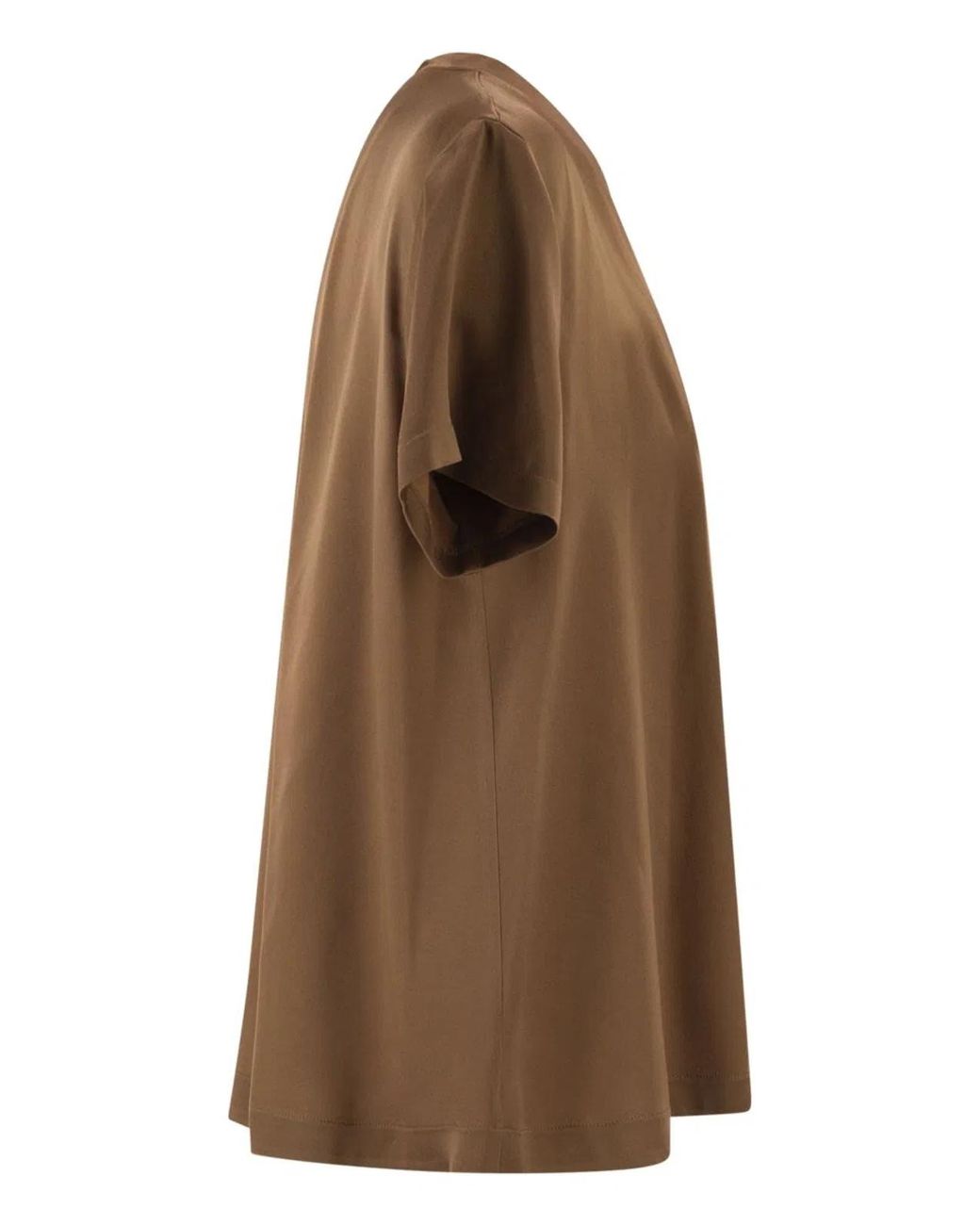 Fabiana Filippi Brown V-Neck Satin Top With Elegant Pocket