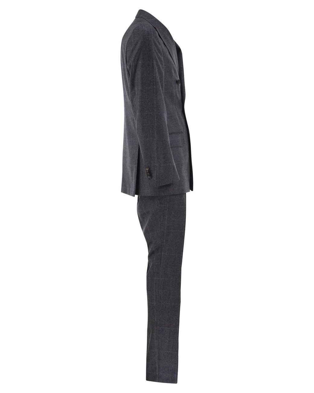 Boss Black Virgin Wool Double-Breasted Suit With Check Pattern for men