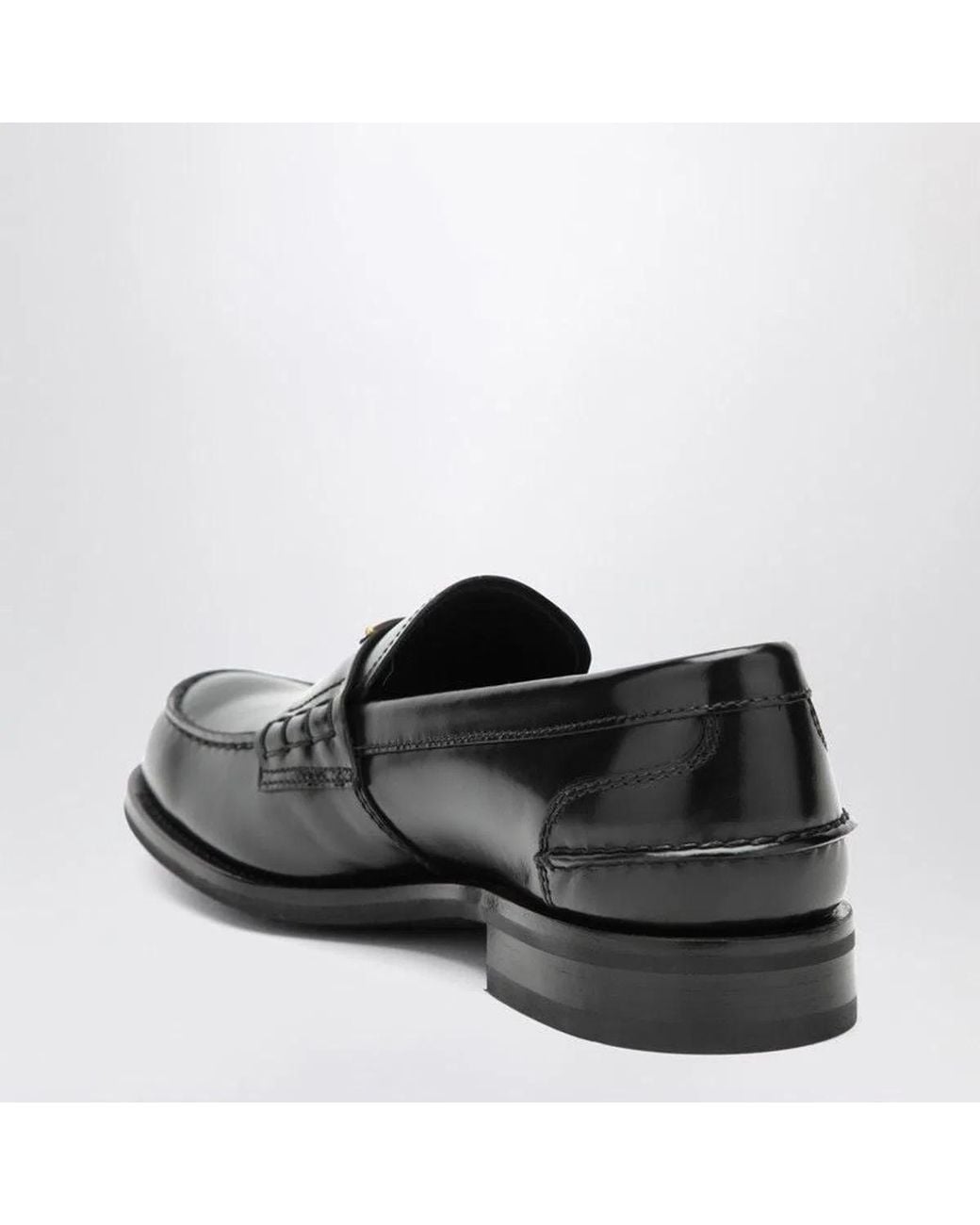 Prada Black Triangle-Logo Loafers for men