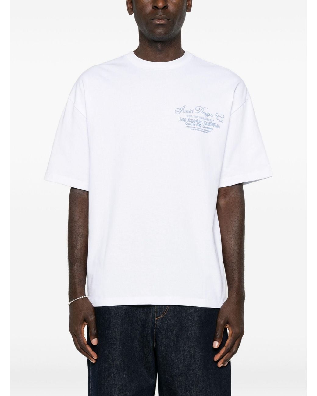 Amiri White Dreamers Chain Stitch Oversized Tee for men