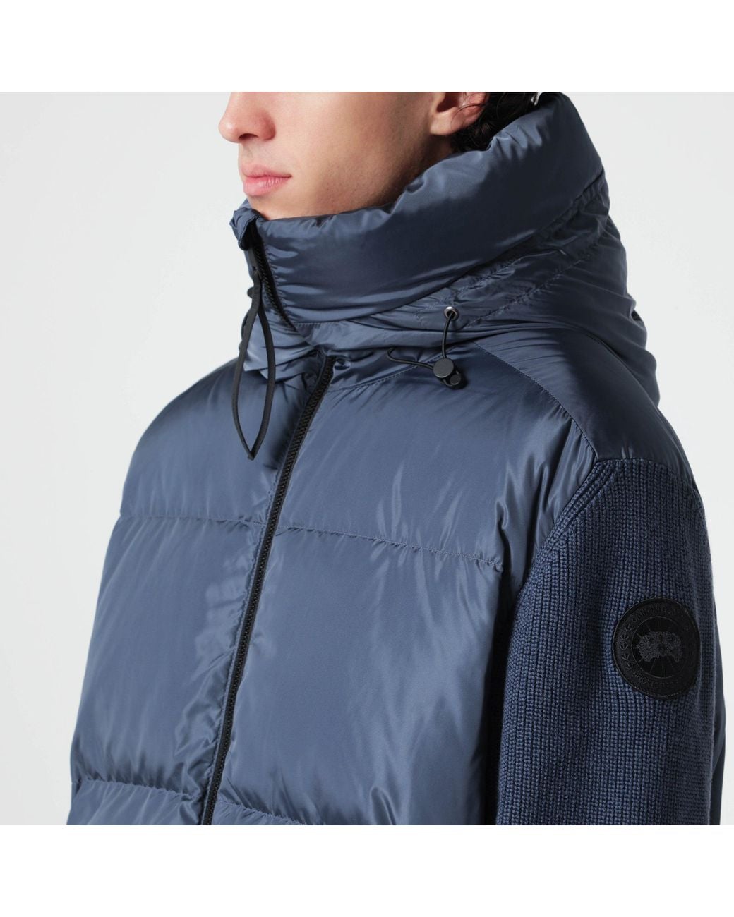 Canada Goose Blue Down Jacket With Wool Sleeves for men