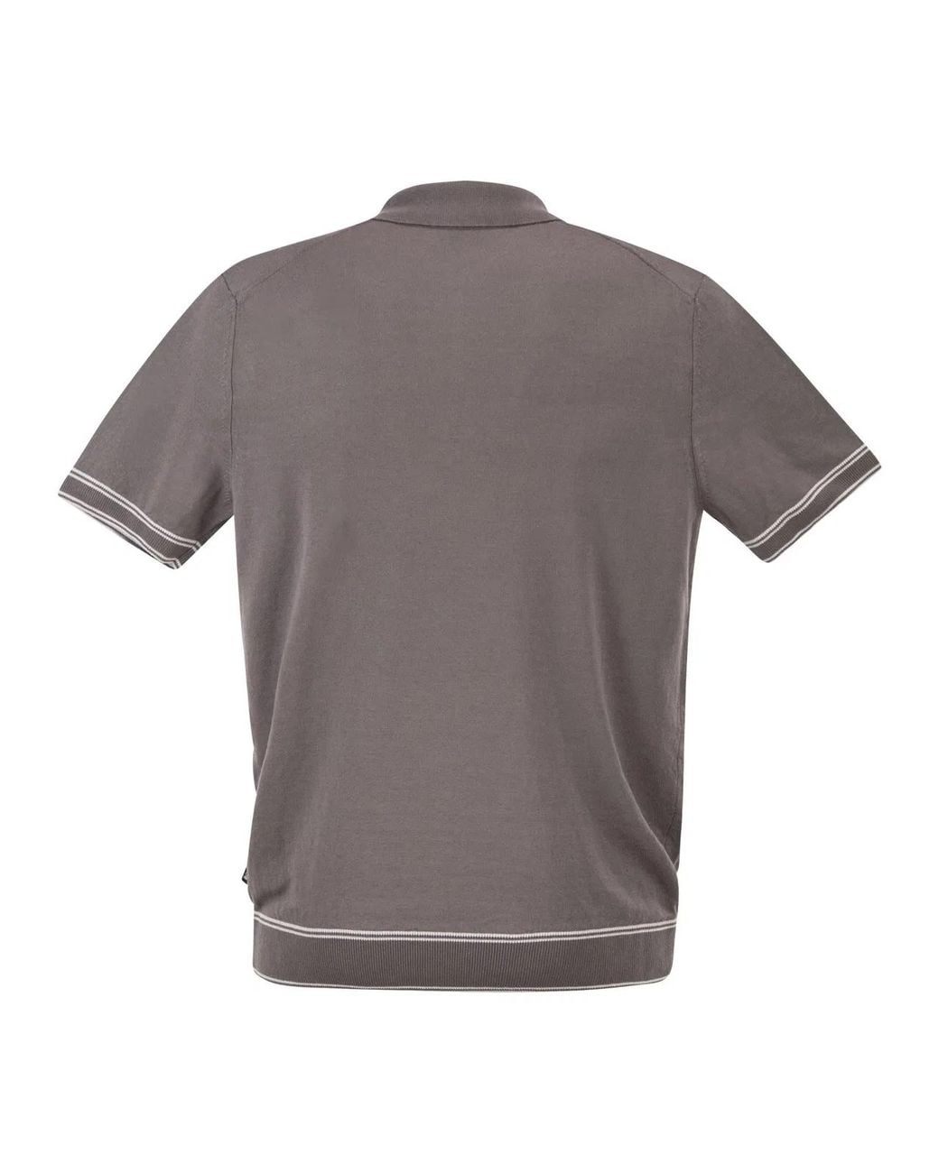 Boss Gray Linen And Viscose Polo Shirt With Zip And Contrast Trims for men