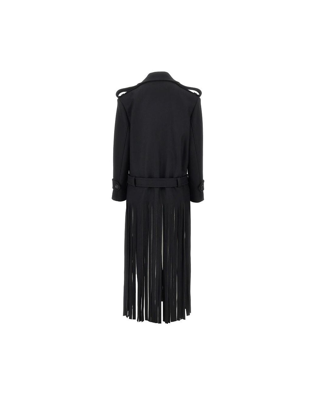 Pinko Black Fringed Oversized Cloth Coat