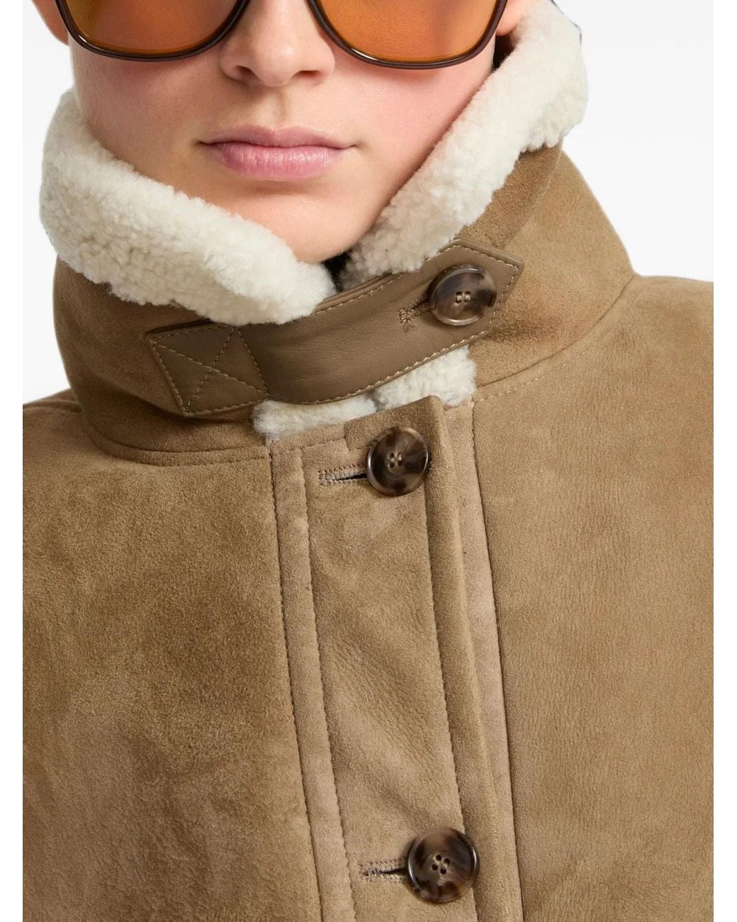 Yves Salomon Natural Chouquette Shearling Jacket