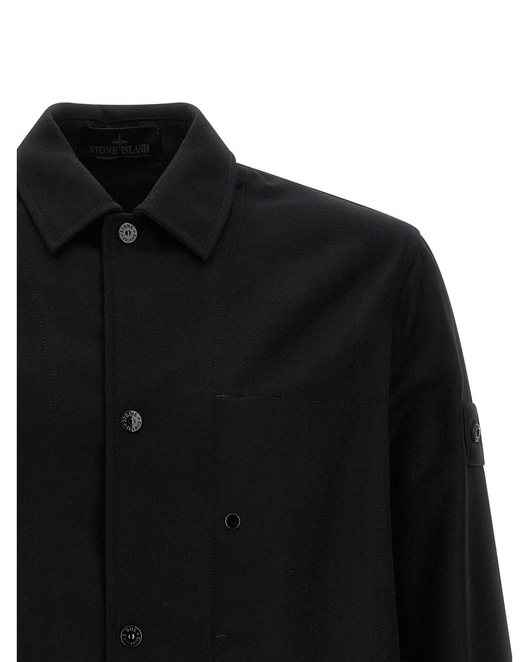 Stone Island Black 'Badge Ghost' Overshirt for men