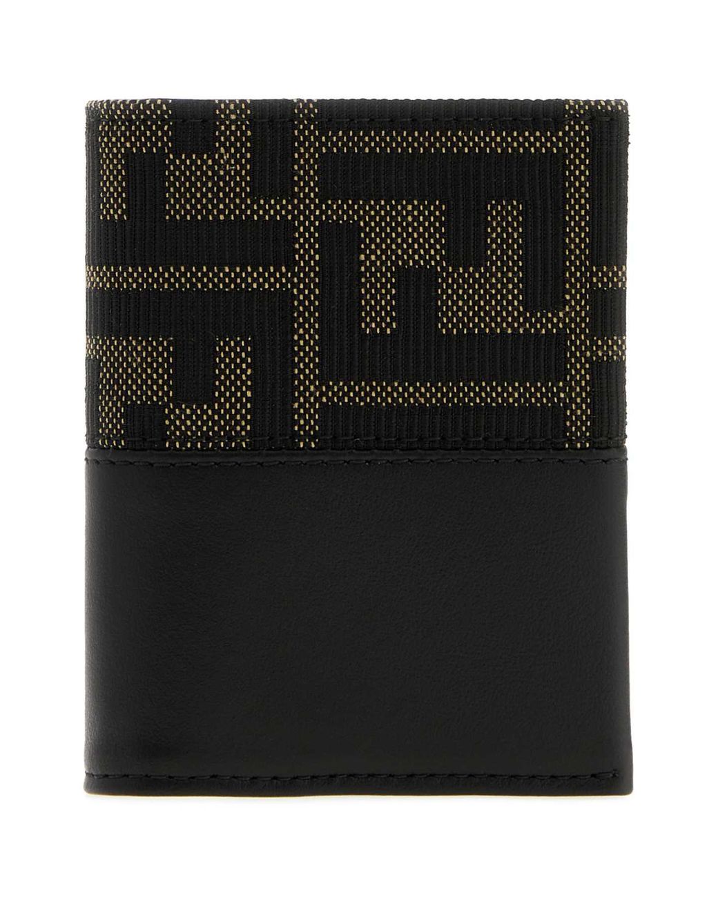 Fendi Black Jacquard And Leather Ff Card Holder for men