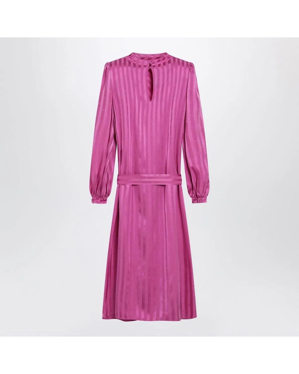 Valentino Garavani Pink Fuchsia Silk Jacquard Midi Dress