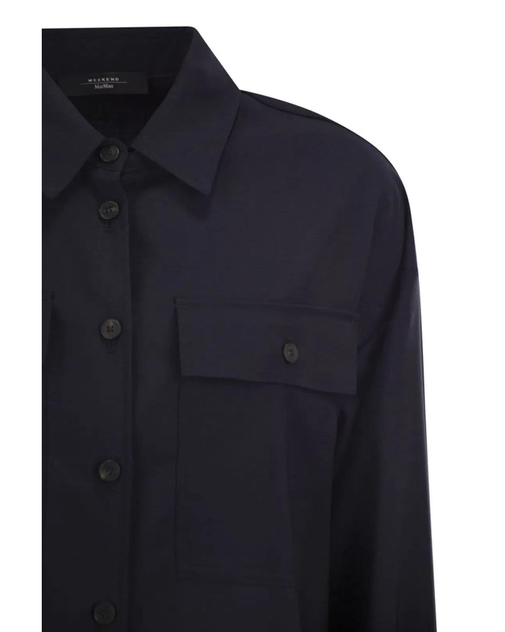 Weekend by Maxmara Blue Mulino Blouse With Pockets