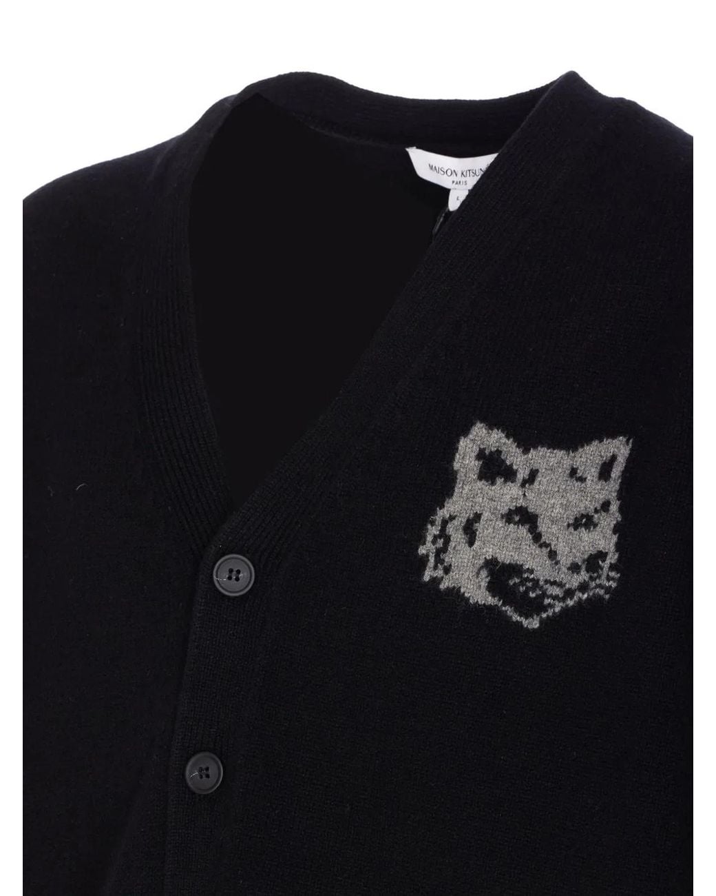 Maison Kitsuné Blue Maison Kitsuné Wool V-Necked Cardigan for men