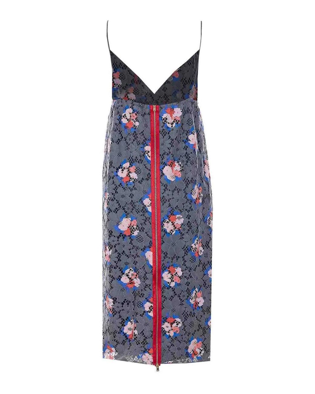 Fendi Blue Dress With Bouquet Pattern