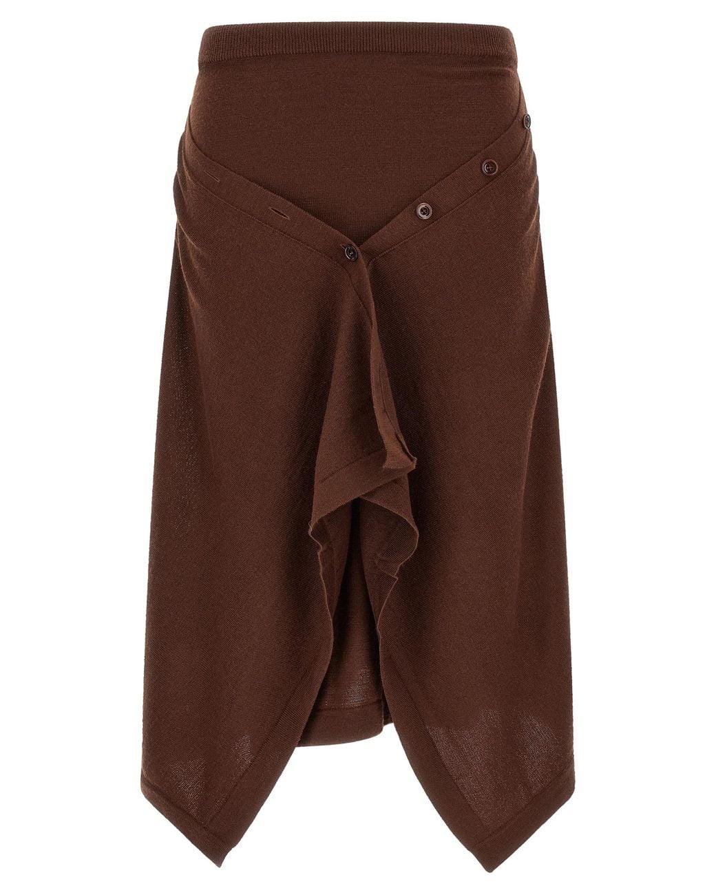 Lemaire Brown Button Asymmetrical Skirt