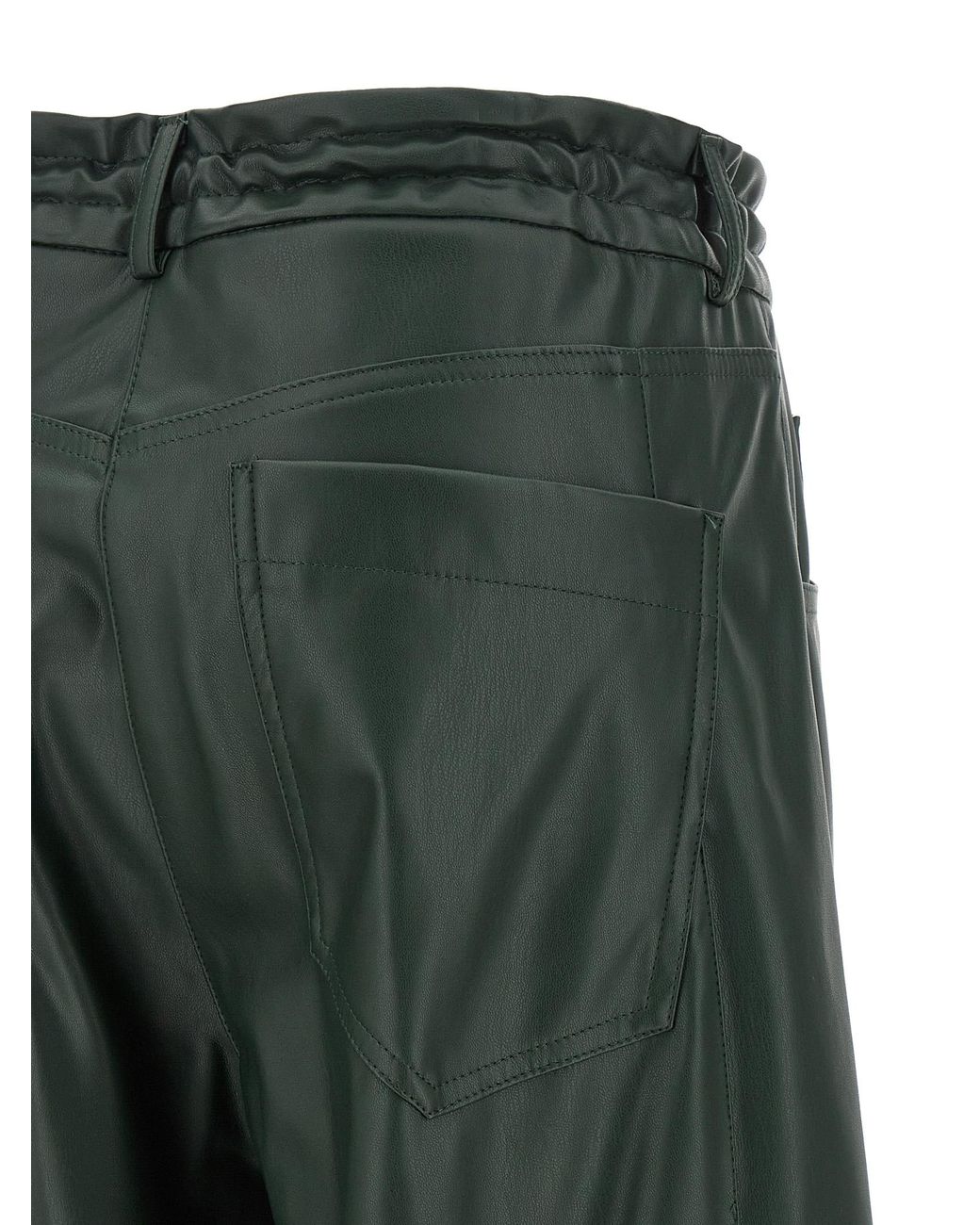 Nude Green Faux Leather Trousers