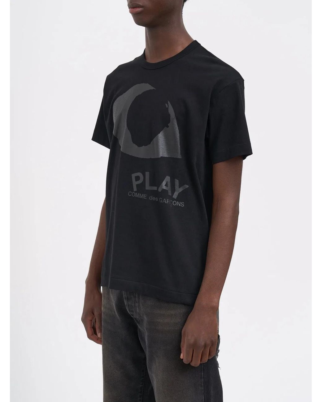COMME DES GARÇONS PLAY Black Cotton Logo T-Shirt for men