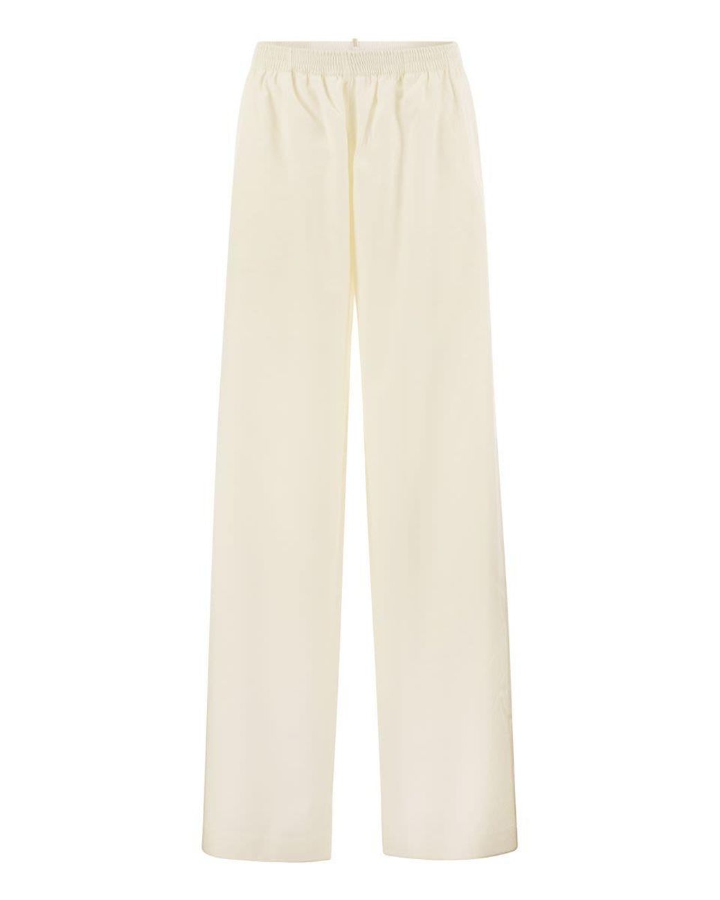 Fabiana Filippi White Virgin Wool Flannel Trousers With Elasticated Waistband
