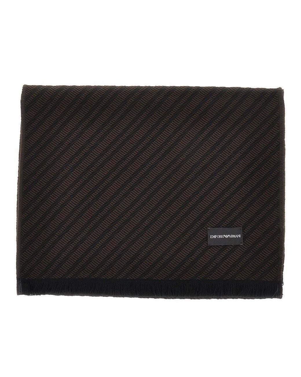 Emporio Armani Black Jacquard Viscose Blend Scarf for men