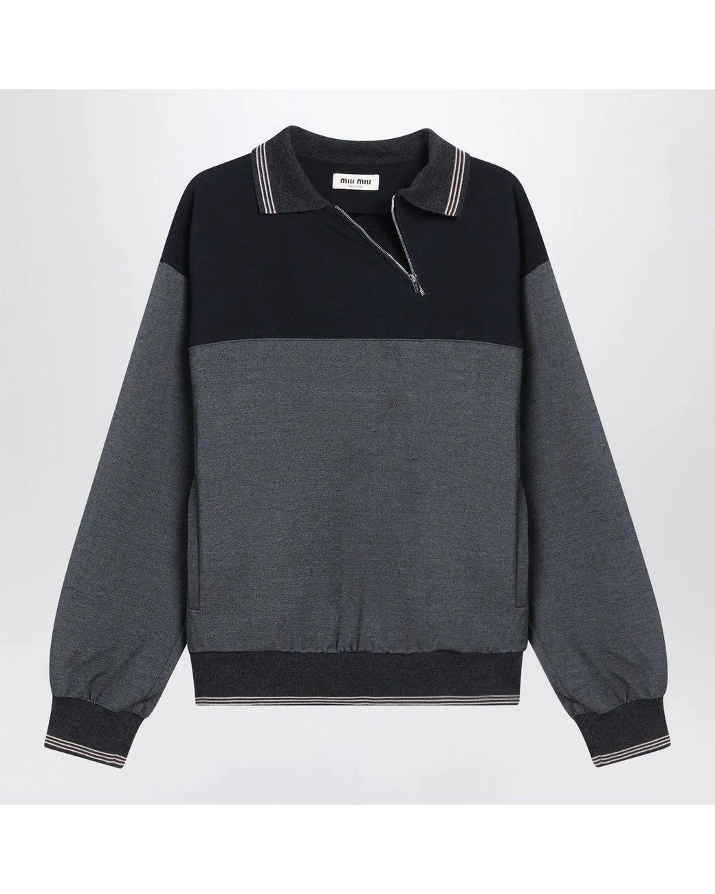 Miu Miu Blue Sweatshirt With Zip Anthracite